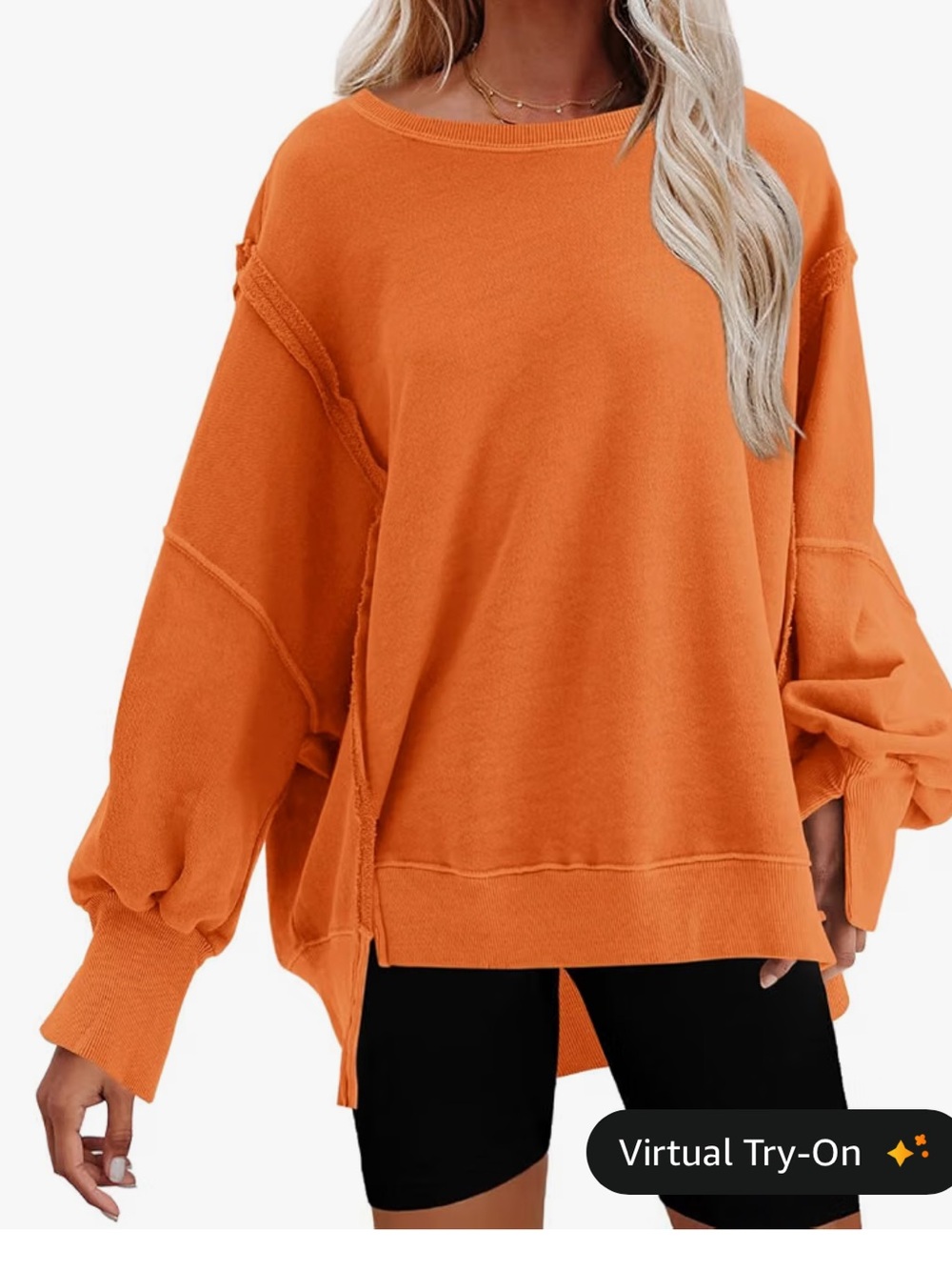 Oversized Crewneck Sweatshirt - Coral Orange